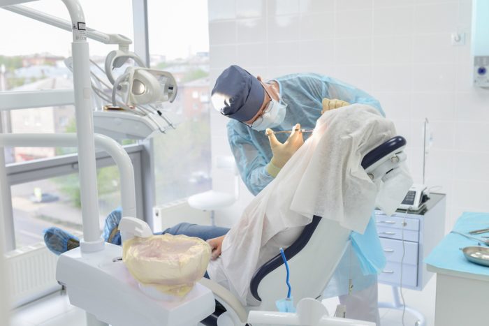 Patient in dental chair receiving sedation dental anxiety dentist in Marietta Georgia